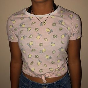 Pink lemon tee/ crop top